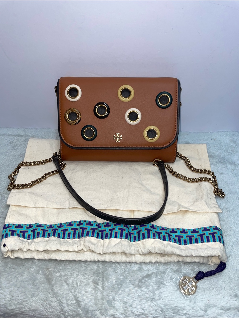 Tory Burch ‘Emerson’ Grommets Chain Wallet Crossbody